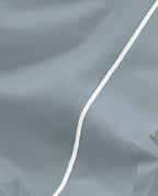 Percale Cotton Flat Sheet with Embroidered Detail | Grey with White Border