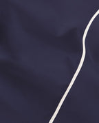 Drap plat Percale de coton Finition bourdon | Bleu Nuit Liseré Blanc