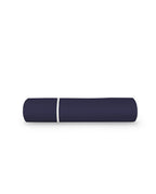 Drap plat Percale de coton Finition bourdon | Bleu Nuit Liseré Blanc