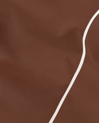 Percale Cotton Flat Sheet with Decorative Stitching | Chocolate with White Trim