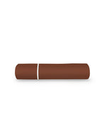 Percale Cotton Flat Sheet with Decorative Stitching | Chocolate with White Trim