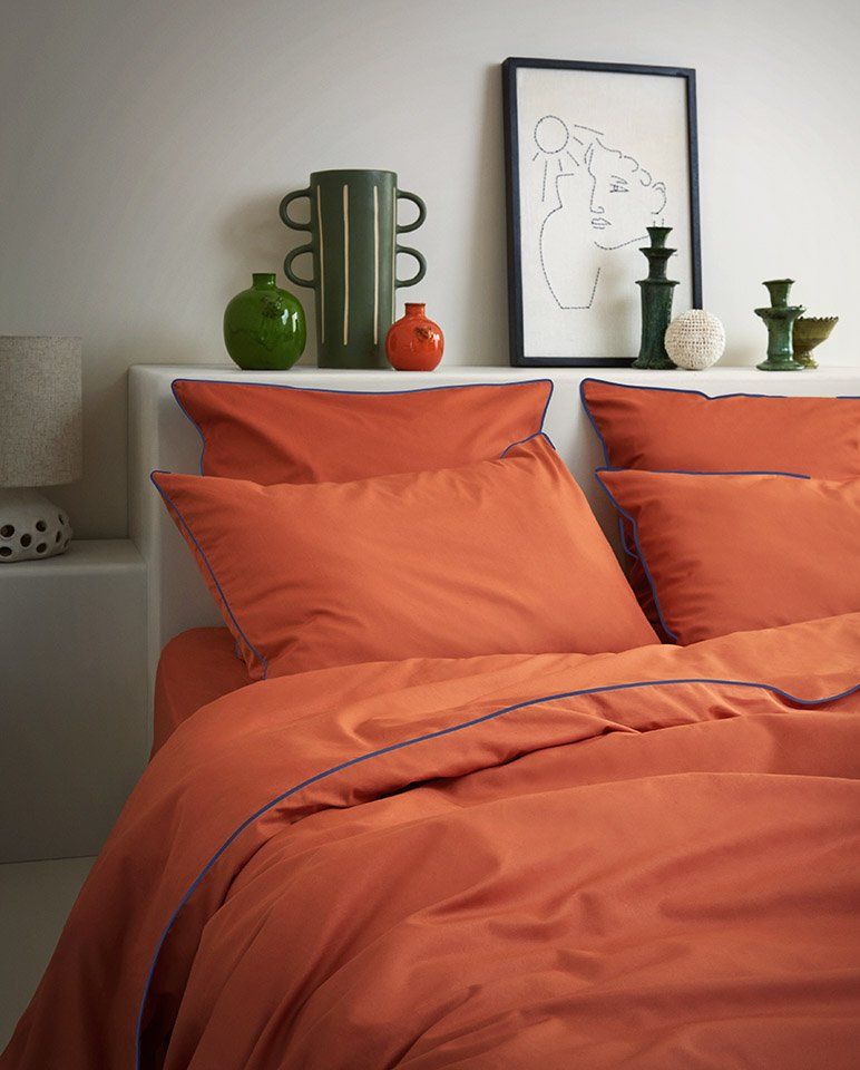 Drap housse Percale de coton | Terracotta