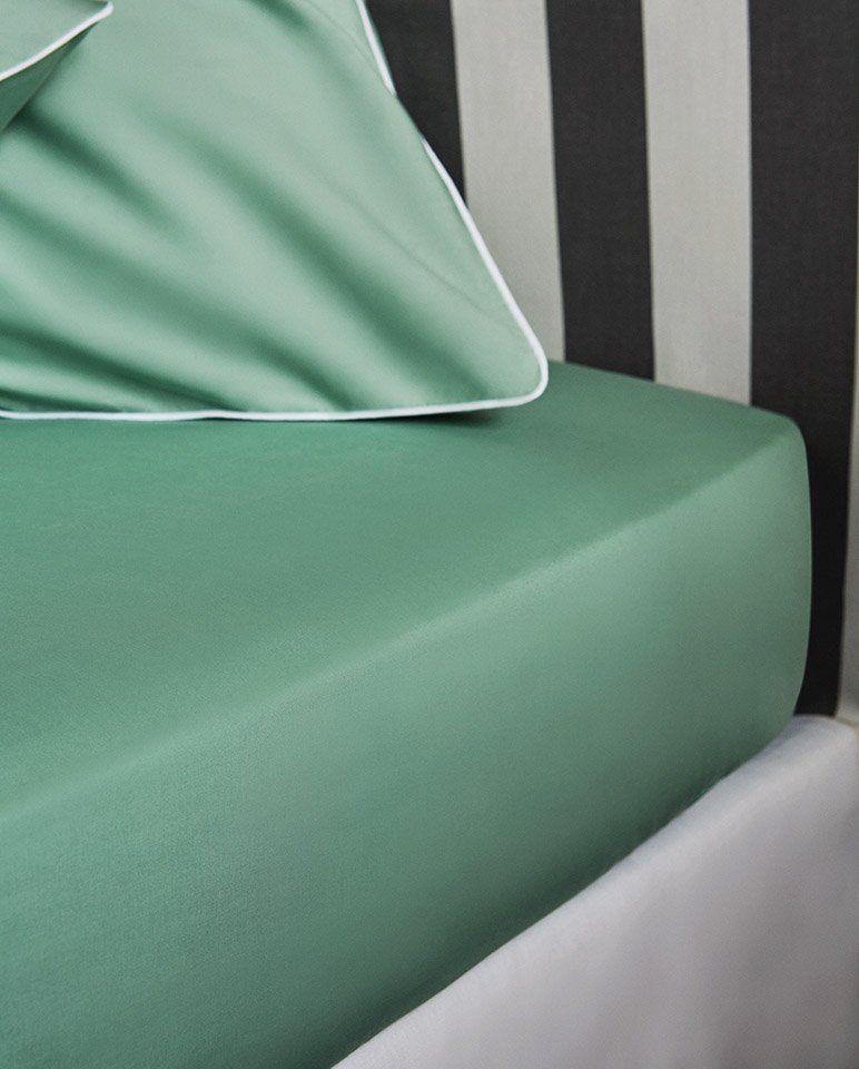 Drap housse Percale de coton | Vert Lichen