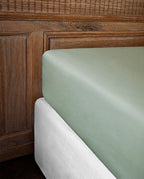Percale Cotton Fitted Sheet | Almond Green
