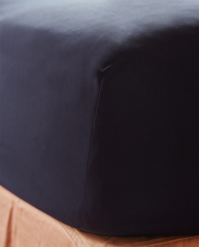 Drap housse Percale de coton | Bleu Nuit