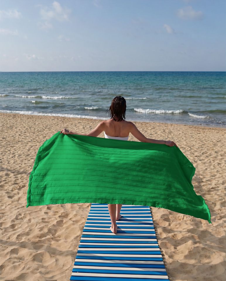 Fouta de plage rayée 90x200 | Vert Pomela