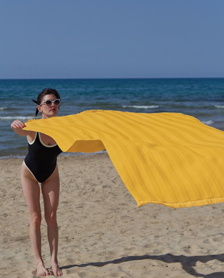 Fouta de plage rayée 90x200 | Jaune Olympe