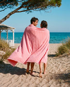 Fouta de plage Rayée XXL 200x200 | Rose Vénus