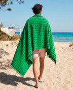 Fouta de plage Rayée XXL 200x200 | Vert Pomela