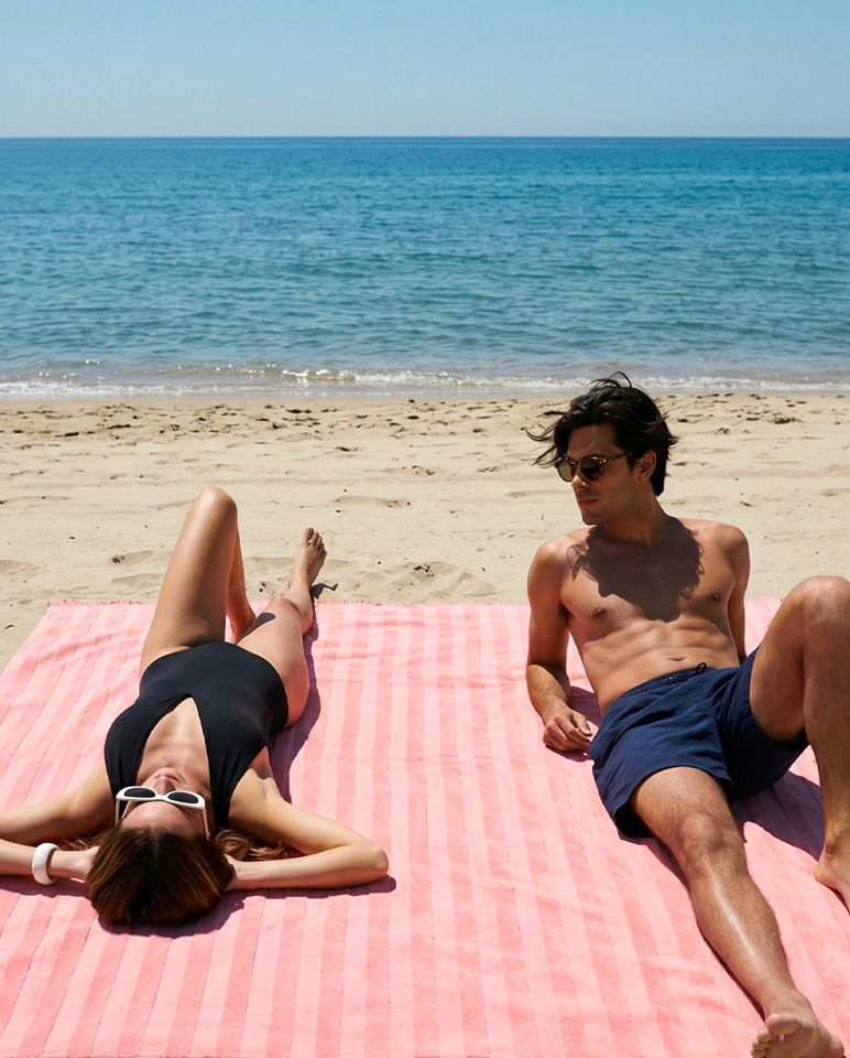 Fouta de plage Rayée XXL 200x200 | Rose Vénus