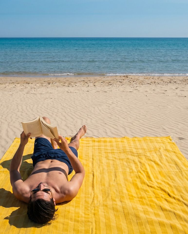 Fouta de plage Rayée XXL 200x200 | Jaune Olympe