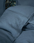 Housse de couette en lin | Bleu Horizon Bourdon Noir