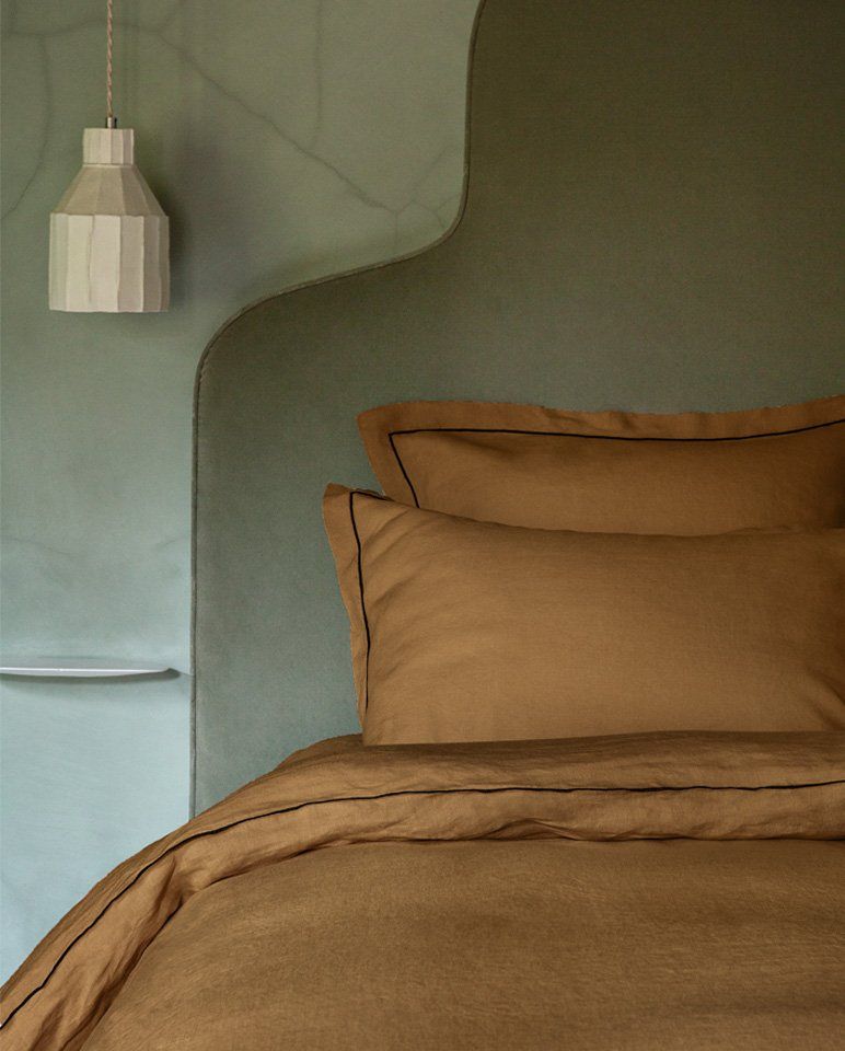 Housse de couette en lin | Bronze Bourdon Noir