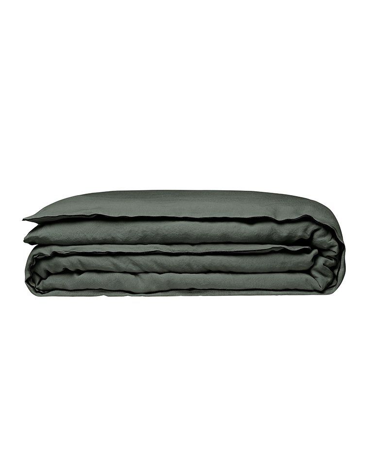 Housse de couette en lin | Gris Laurier Bourdon Noir