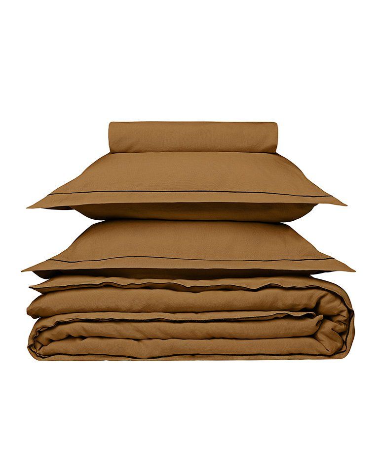 Housse de couette en lin | Bronze Bourdon Noir