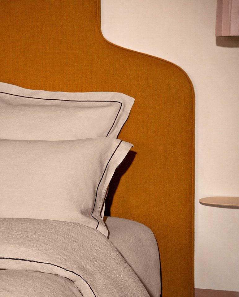 Housse de couette en lin | Moka Bourdon Noir
