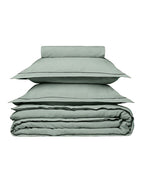Housse de couette en lin | Vert Sauge Bourdon Noir
