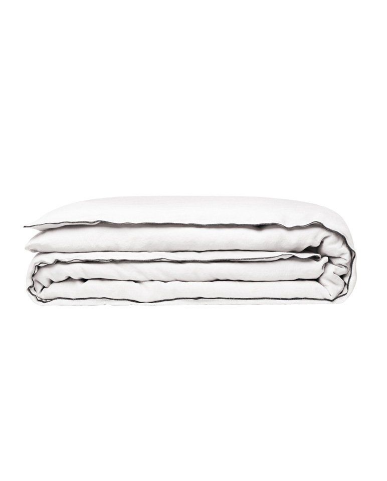 Housse de couette en lin | Blanc Bourdon Noir