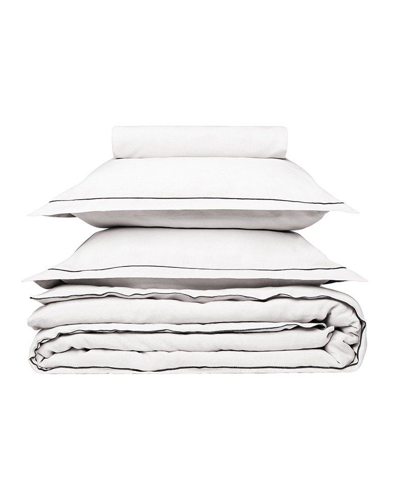 Linen Duvet Cover | White Bumblebee Black