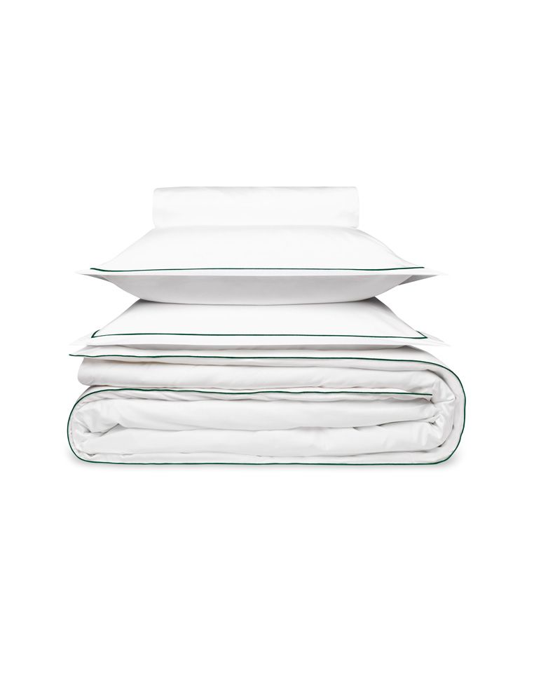 Satin Duvet Cover | White Bourdon English Green