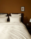 Housse de couette en satin | Ivoire Bourdon Brun Noisette