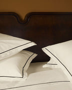 Housse de couette en satin | Ivoire Bourdon Noir