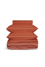 Housse de couette Percale de coton | Terracotta Liseré Blanc