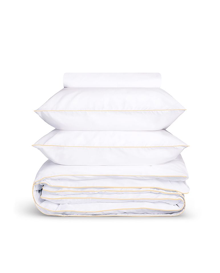Housse de couette Percale de coton | Blanc Liseré Vanille