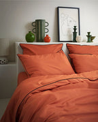 Housse de couette Percale de coton | Terracotta Liseré Noir