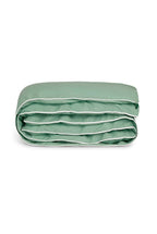 Housse de couette Percale de coton | Vert Lichen Liseré Blanc