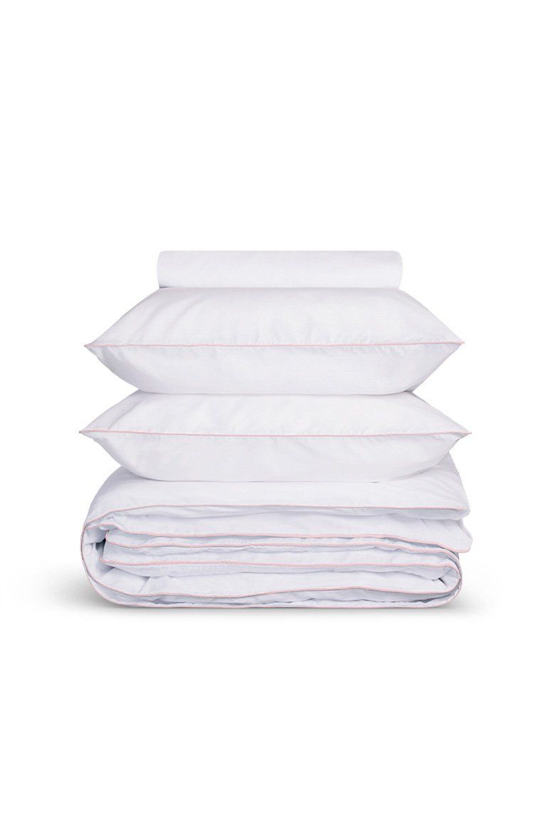 Percale Cotton Duvet Cover | White Nymph Pink Border