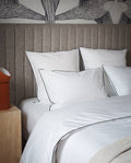 Housse de couette Percale de coton | Blanc Liseré Noir