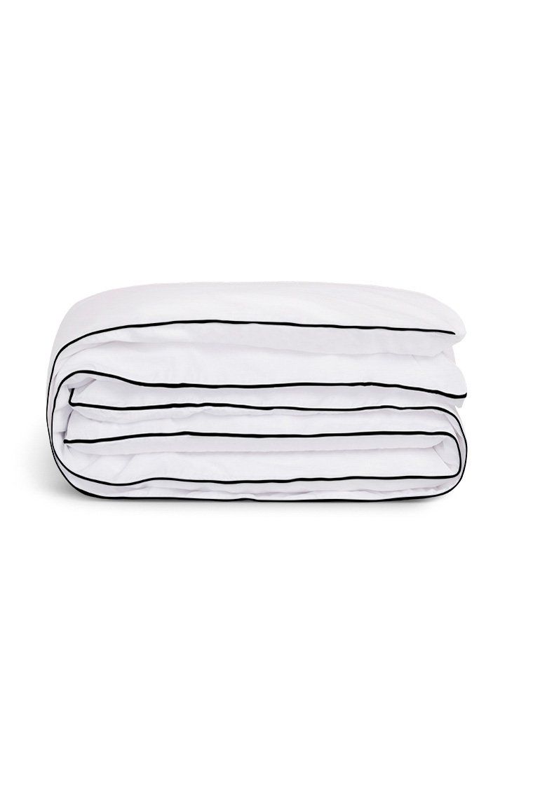Housse de couette Percale de coton | Blanc Liseré Noir
