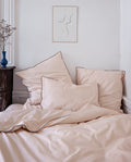 Housse de couette Percale de coton | Rose Nymphe Liseré Noir