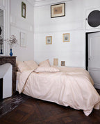 Housse de couette Percale de coton | Rose Nymphe Liseré Noir