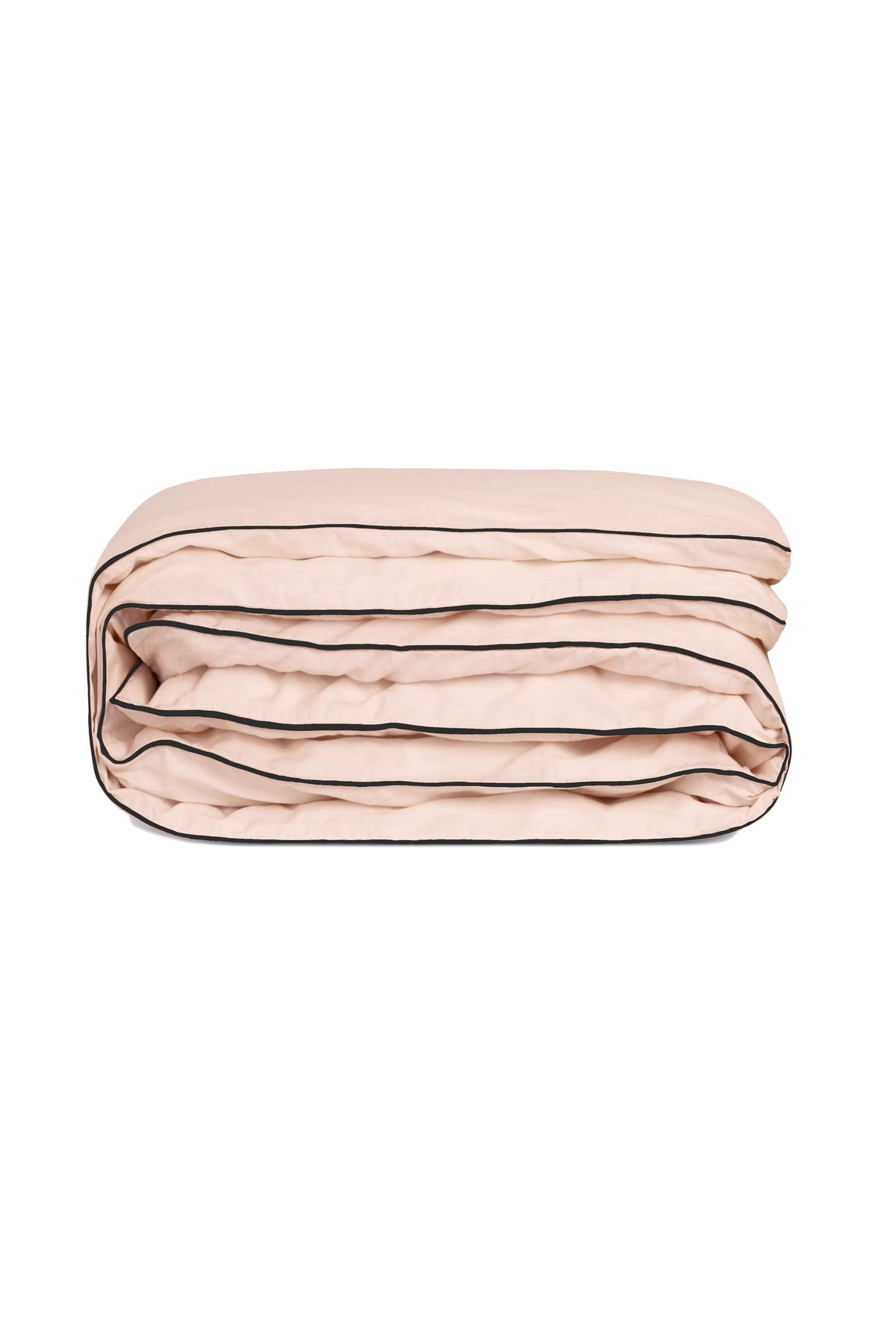 Housse de couette Percale de coton | Rose Nymphe Liseré Noir