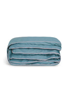 Housse de couette Percale de coton | Bleu Chardin Liseré Rose Nymphe