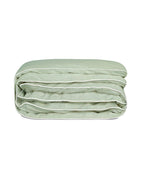 Housse de couette Percale de coton | Vert Amande Liseré Blanc