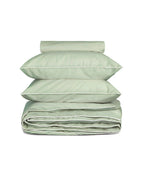Housse de couette Percale de coton | Vert Amande Liseré Blanc