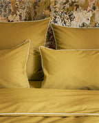 Housse de couette Percale de coton | Vert Bronze Liseré Blanc