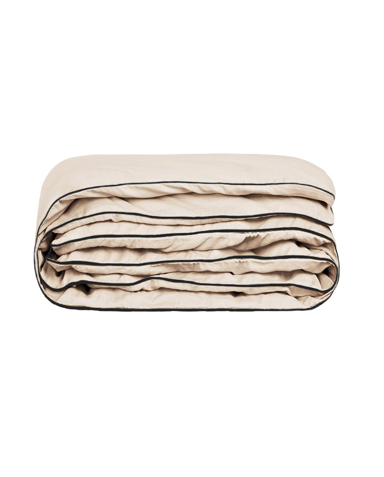Housse de couette Percale de coton | Ecru Liseré Noir