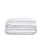 Percale Cotton Duvet Cover | White Storm Grey Piping