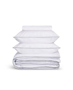 Percale Cotton Duvet Cover | White Storm Grey Piping