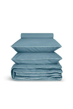 Housse de couette Percale de coton | Bleu Chardin Liseré Blanc