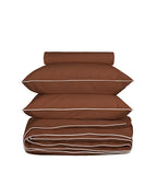 Housse de couette Percale de coton | Chocolat Liseré Blanc