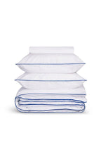 Housse de couette Percale de coton | Blanc Liseré Bleu Cobalt