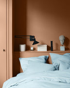 Housse de couette Percale de coton | Bleu Céleste Liseré Blanc