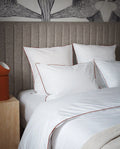 Housse de couette Percale de coton | Blanc Liseré Rouge Basque