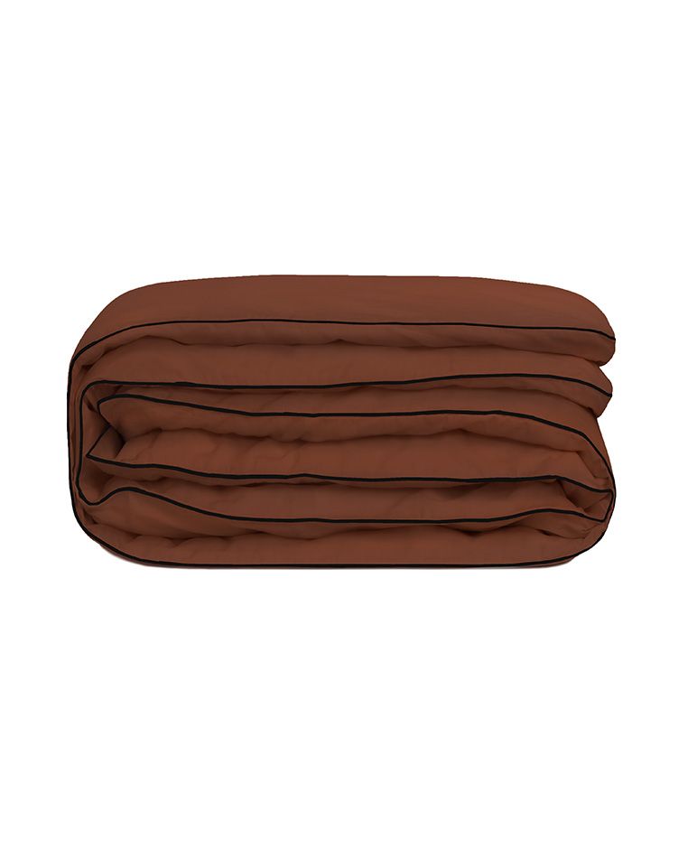 Housse de couette Percale de coton | Chocolat Liseré Noir
