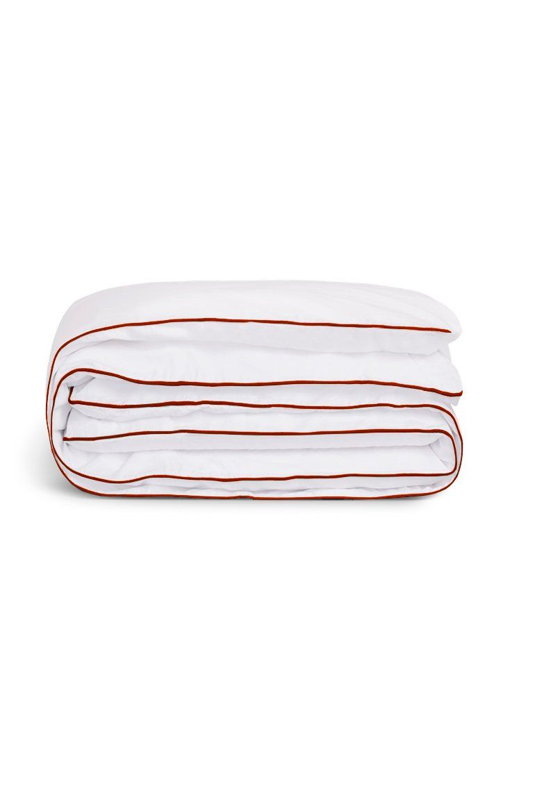 Housse de couette Percale de coton | Blanc Liseré Rouge Basque